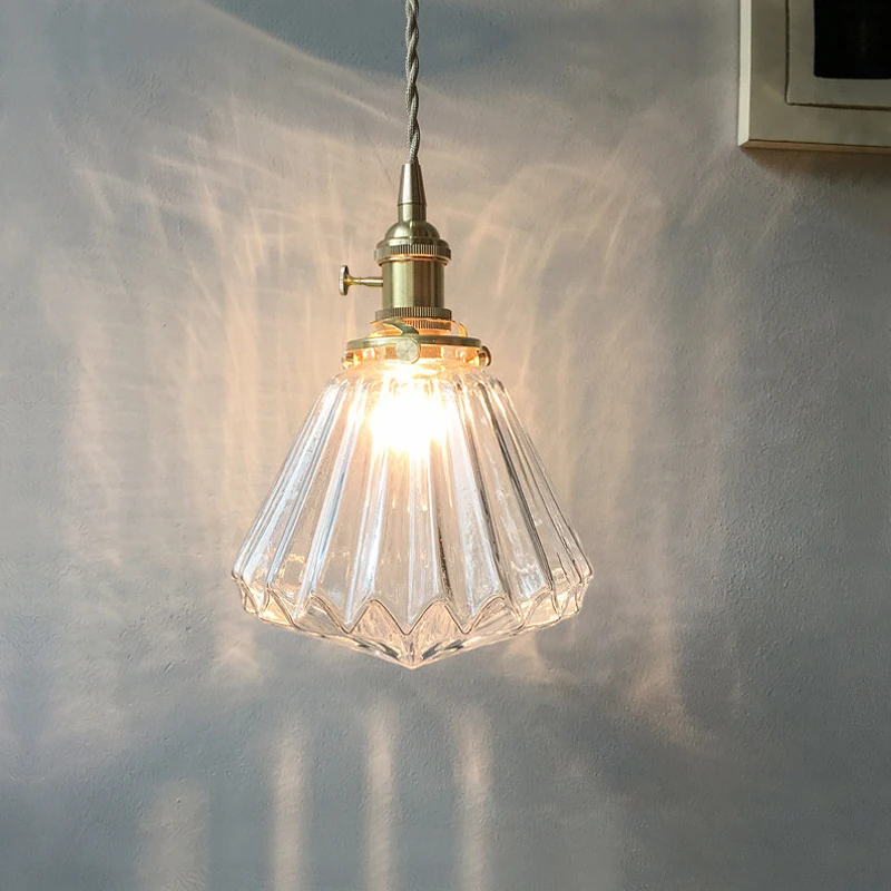 Стеклянный подвесной светильник Nordic Подвесной светильник из меди и латуни Креативный минималистичный прозрачный абажур E27 для освещения ресторана Изображение 3