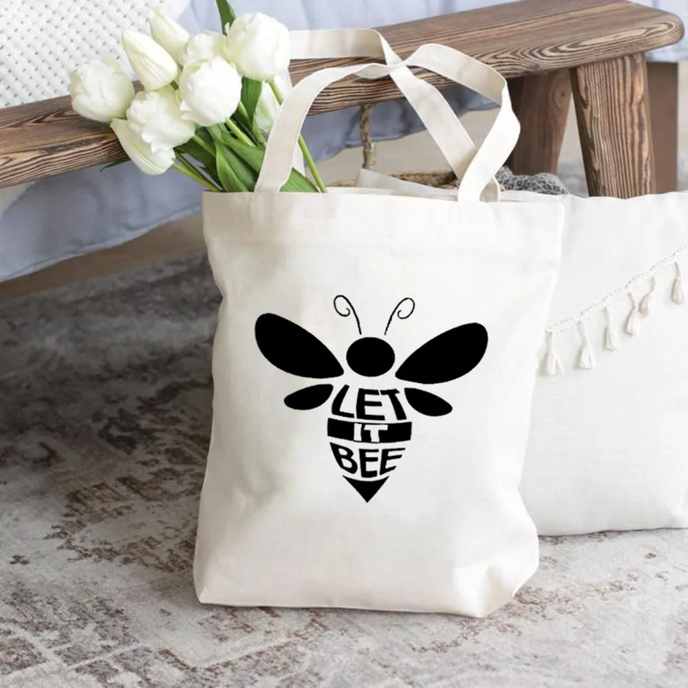 Сумки Let it Bee, женские Мужские сумки для покупок, дизайнерские сумки, модные повседневные сумки через плечо с милой пчелиной печатью Изображение 5