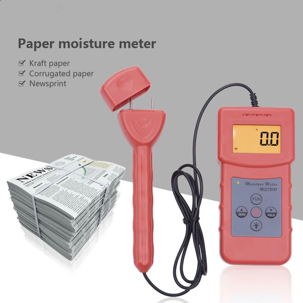 Тестер влажности бумаги MS7200 + Измеритель влажности бумаги Анализатор Детектор Измерение содержания воды Изображение 1