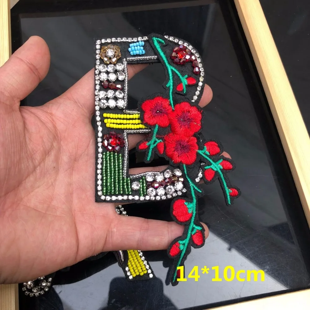 Ткань с большими буквами A B патч DIY аксессуары для украшения костюма цветок сливы птица вышивка цветы аппликация для ногтей бусина патч Изображение 2