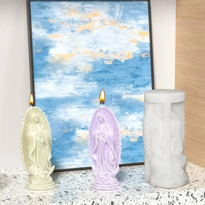 Форма для мыла Virgin Mary, силиконовая форма для изготовления свечей 3D-дизайна и легко снимаемая форма из смолы DIY для свечей в форме Virgin Mary Изображение 1