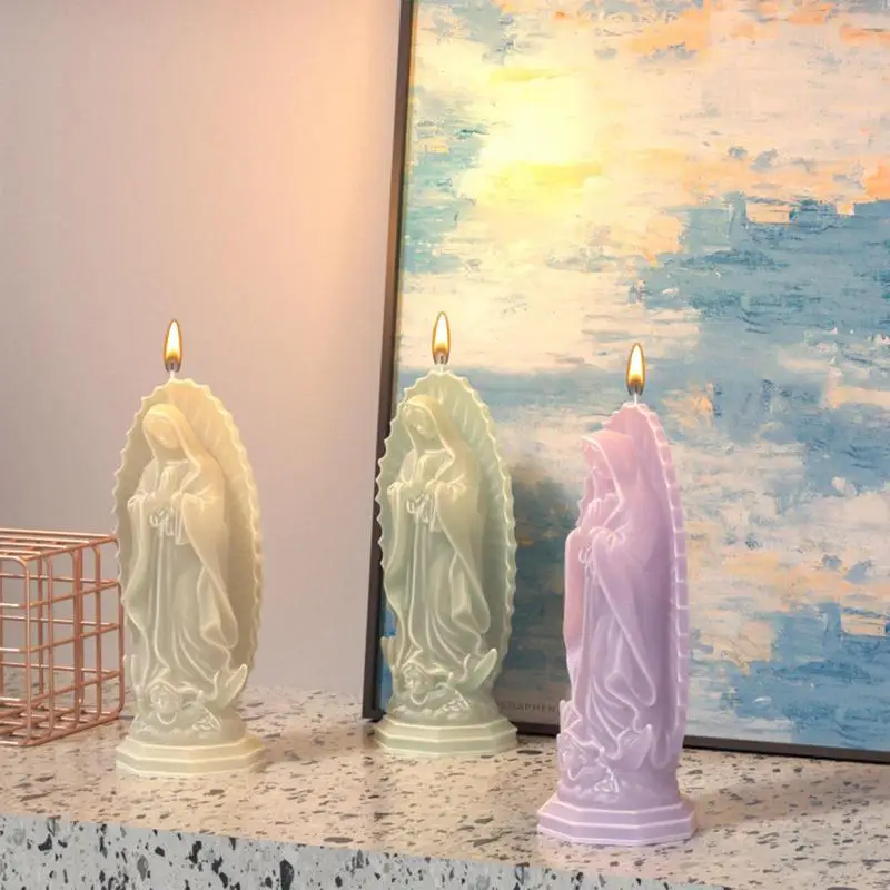 Форма для мыла Virgin Mary, силиконовая форма для изготовления свечей 3D-дизайна и легко снимаемая форма из смолы DIY для свечей в форме Virgin Mary Изображение 4