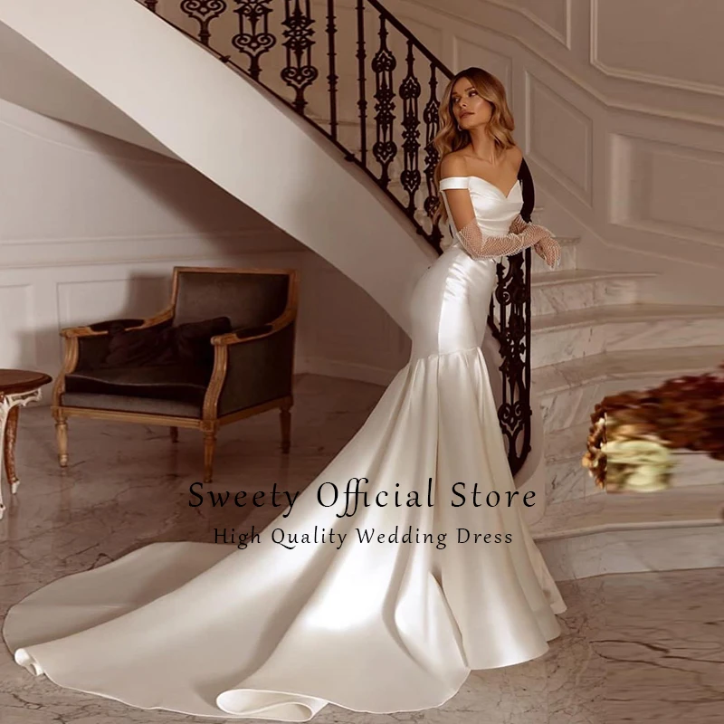 Элегантный халат MariéE, атласное свадебное платье без рукавов с вырезом лодочкой, винтажное бальное платье-русалка, застежка-молния сзади, сшитое на заказ Vestido De Novia Изображение 3
